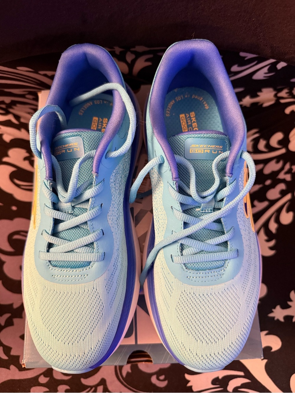 Skechers Women's Teal Mesh Sneakers with Blue and Yellow Accents - Picture 3 of 4